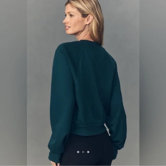 Anthropologie Maeve Embroidered Shrunken Crew Neck Sweatshirt - Picture 2 of 4